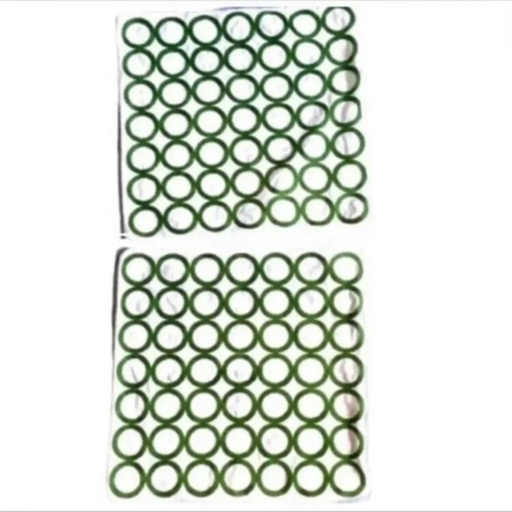 SET OF TWO 17” SQUARES PILLOW CASES WHITE WITH GREEN CIRCLES